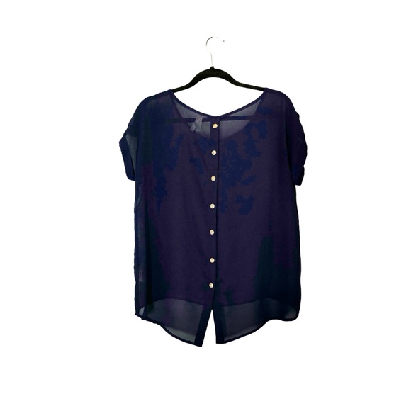 Live 4 Truth Sheer Navy Blouse/Top, Sz L - Picture 2 of 11